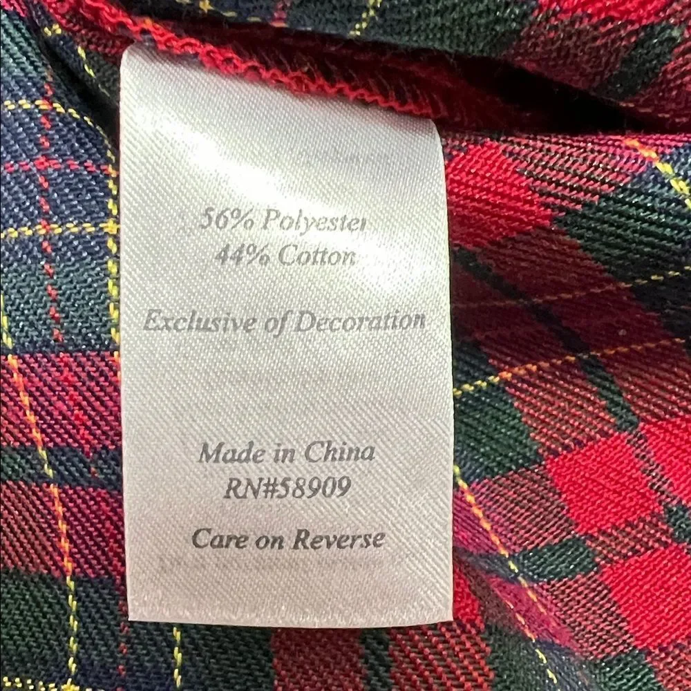 Edgehill collection Red tartan Plaid mandarin collar long sleeve shirt NWT